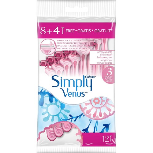 Gillette Simple Venus Shaver 3 Pink Bag 8 + 4 Bead