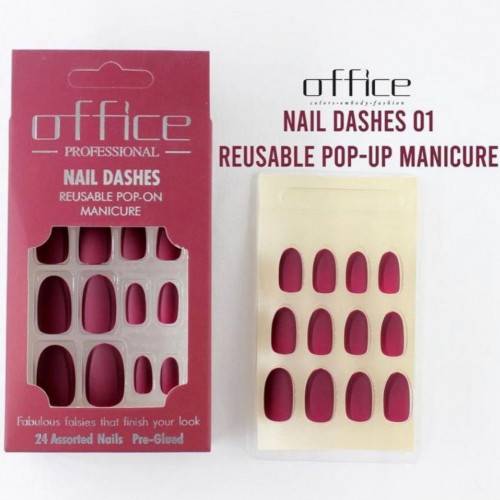Office Matte Self-Adhesive Nails Without Glue - Burgundy 01