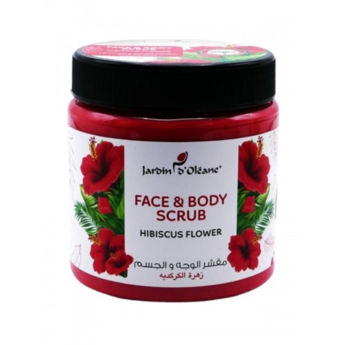 Garden d'Olean face and body scrub with hibiscus flower